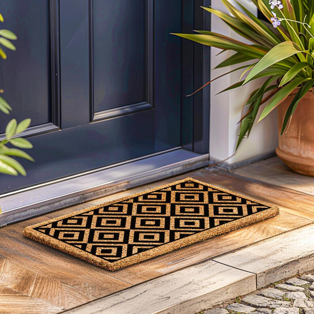 Century Textile & Sewing Supply - Mid Century Patterned Doormat Vintage Aesthetic