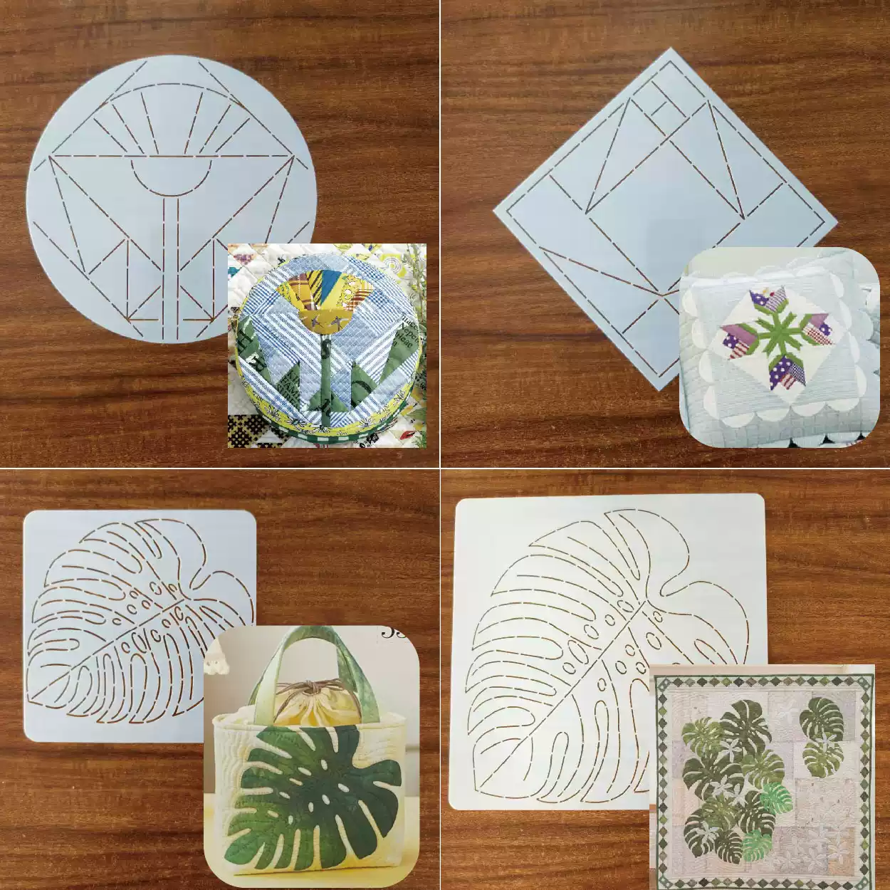 Is Sewing Textile Art - leaf flower Sashiko Embroidery Template Fabric