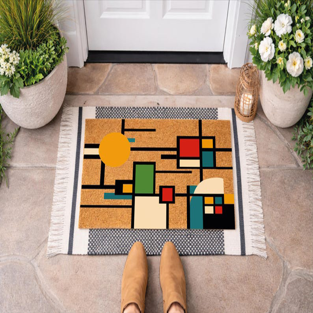Century Textile & Sewing Supply - Mid Century Modern Doormat Colorful Abstract