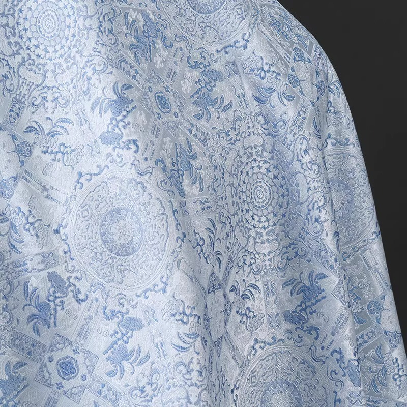 Sky Blue Jacquard Sewing Fabri - огляд і ціна Vintage Sewing Textile