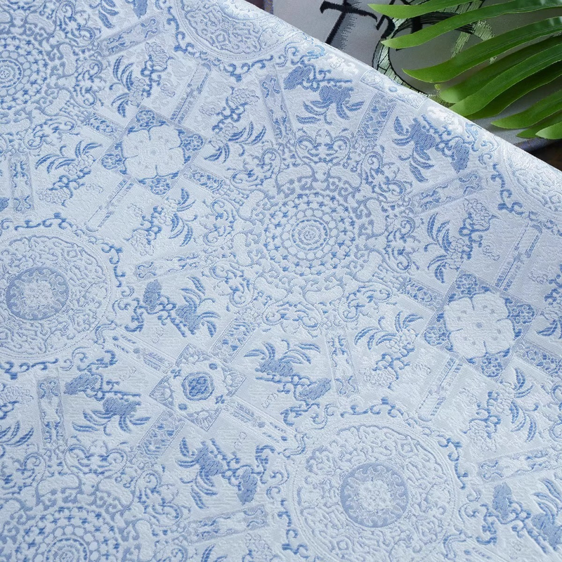 Sky Blue Jacquard Sewing Fabri - огляд і ціна Vintage Sewing Textile