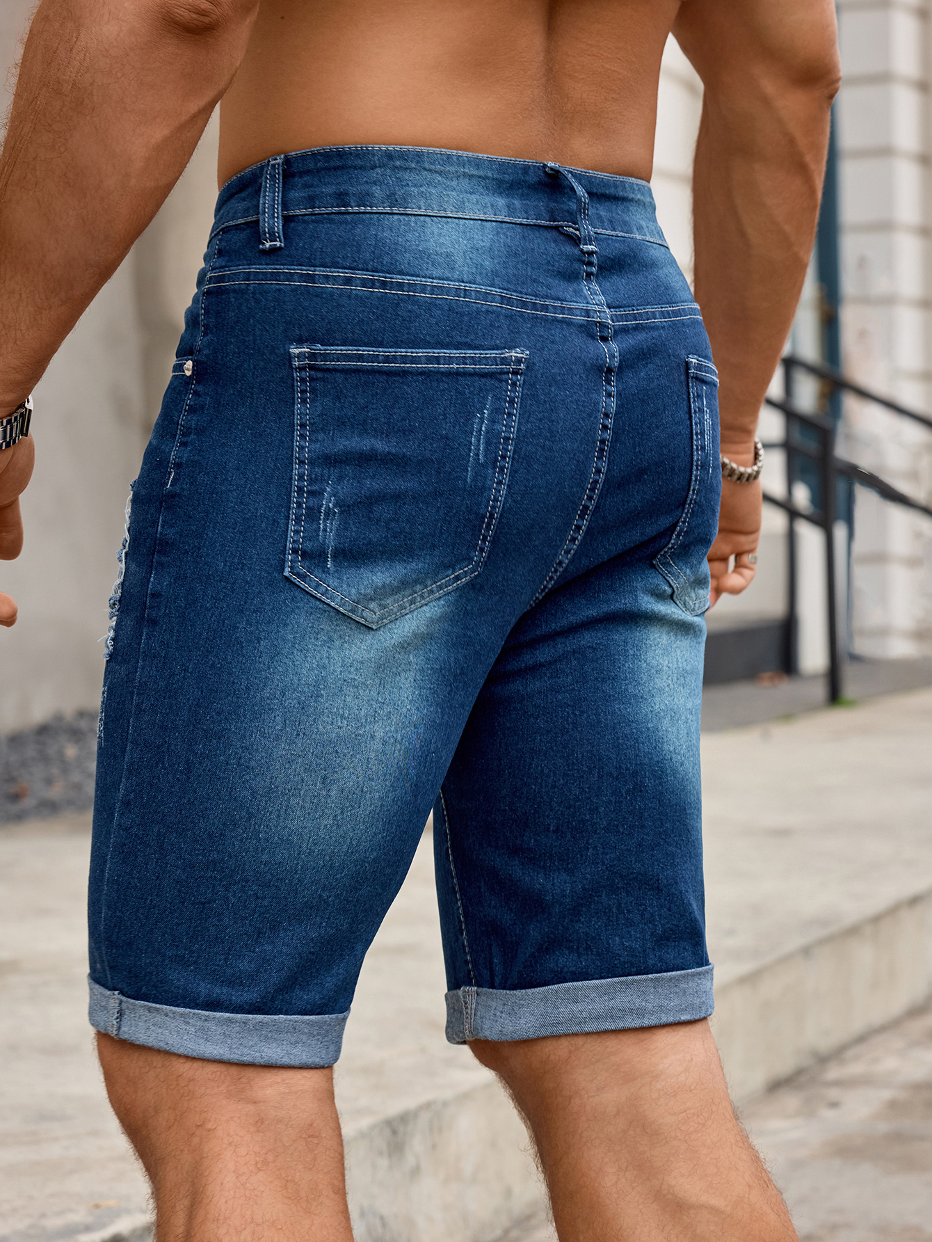 Men Denim Trousers Jeans Short - огляд і ціна Sewing Hemming