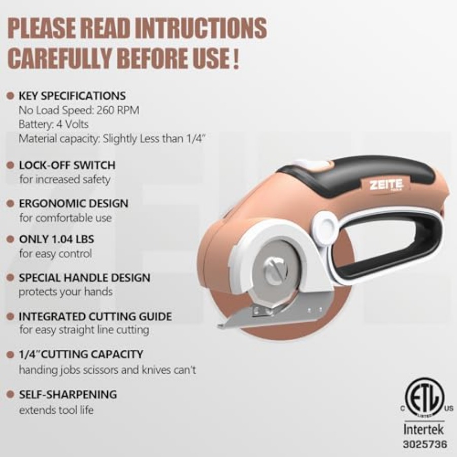 4V Cordless Electric Scissors  - огляд і ціна Rotary Cutter Fabric